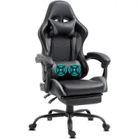 Delman Bureaustoel Gamingstoel Massage Ergonomische Gamestoel met Voetensteun Hoofdsteun Gaming Chair Draaistoel 02-0042 Grijs