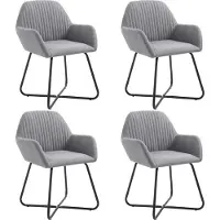 The Living Store Licht Grijze Stoelen - Eetkamerstoelen - Eetkamerstoelen 4 st stof lichtgrijs - Design Meubels - Comfortabele Stoelen - Stoffen Stoelen