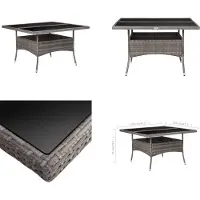vidaXL Tuin eettafel grijs, polyrotan en glas - Tuintafel - Tuintafels - Eettafel - Eettafels