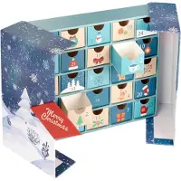 Ed Brubaker Adventskalender om zelf te vullen - DIY kerstkalender met 24 vakjes om cadeaubonnen en snoepjes in te n - 27 cm groot, gemaakt van karton