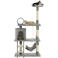 The Living Store De Living Store kattenhuis met sisal krabpalen, 140 cm, grijs