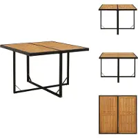 vidaXL Tuintafel zwart, 109x107x74cm, polyrotan, massief acaciahout - Tuintafels