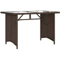 Syfax Tuintafel met glazen blad 110x68x70 cm poly rattan bruin