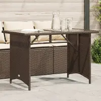 Prolenta Maison Exclusive - Tuintafel met glazen blad, bruin, 110x68x70 cm, polyrotan