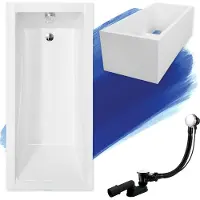 Badland MODERN ligbad 130 x 70 cm wit met baddrager