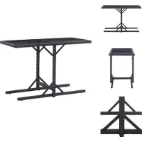 vidaXL Tuintafel zwart, 110x53x72 cm, glas en polyrotan - Tuintafels