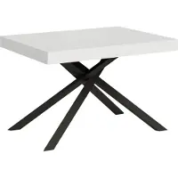 Ityhome - Uittrektafel 120/224x90 cm, model Karida, esdoornhout, wit blad, antraciet poten