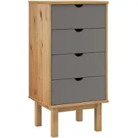 Syfax Ladekast OTTA 45x39x90 cm massief grenenhout bruin en grijs