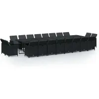 Syfax 21-delige Tuinset met kussens poly rattan zwart