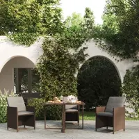 Prolenta Maison Exclusive - Tuintafel, bruin, 109 x 107 x 74 cm, polyrotan en glas