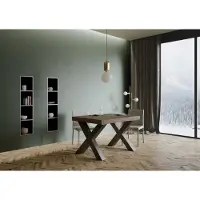 Itamoby - Uittrekbare eettafel 130/390x90 cm, model Traffic, notenhoutkleur, poten in antracietgrijs