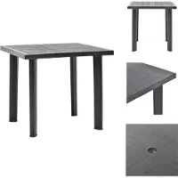 vidaXL Tuintafel, antraciet, 80 x 75 x 72 cm, kunststof - Tuintafels