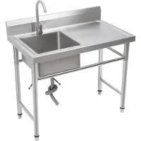 OEM Spoelbak, roestvrij staal, enkele kom, zilverkleurig