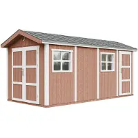 Timbela M915C-REDWOOD RED - LP SmartSide Tuinhuis op houtbasis - 11,47 m² - 530x250xH252 cm - met vloer en verf