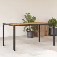 Prolenta Maison Exclusive - Tuintafel met acaciahout blad, zwart, van polyrotan