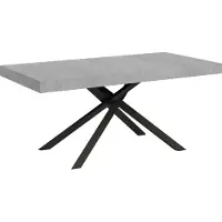 Ityhome - Uittrektafel 180/440x90 cm, model Karida, met cementlook tafelpoten in antraciet