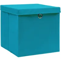vidaXL Opbergboxen met deksel 10 st 32x32x32 cm stof babyblauw
