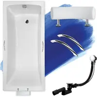 Badland OPTIMA PREMIUM ligbad 160 x 70 cm wit met handgrepen met hoofdsteun