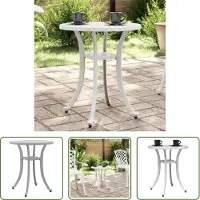 The Living Store Tuintafel Wit, Ø48x53 cm, aluminium gietwerk