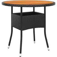 Syfax Tuintafel Ø80x75 cm acaciahout en poly rattan zwart