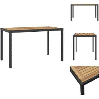 vidaXL Tuintafel zwart en bruin, 123x60x74 cm, massief acaciahout - Tuintafels