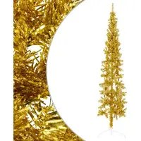 Syfax Kunstkerstboom half met standaard smal 240 cm goudkleurig