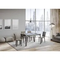 Itamoby - Uittrekbare eettafel 140/244x90 cm, model Rio, met cementlook tafelblad en poten in antracietkleur