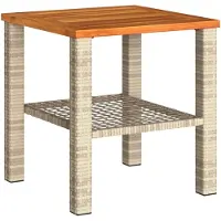 Syfax Tuintafel 40x40x42 cm poly rattan en acaciahout beige
