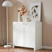 OKWISH Keukenkast met 2 deuren, veelzijdige kast, bijzettafel, vrijstaande kast, afmetingen: 80 x 40 x 80 cm, crème wit