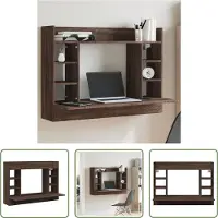 The Living Store De Living Store wandbureau, bruin, met eikenhout-look, 105x48x75 cm, gemaakt van houtvezel