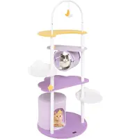 Costway 158 cm kraboom, kattenboom met kattenhol, tunnel, hangende speeltjes en een extra groot ligvlak, kattenmeubel met metalen frame