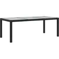 Syfax Tuintafel 190x90x75 cm gehard glas en poly rattan black