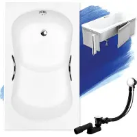 Badland ARIA REHAB ligbad 120 x 70 cm wit met styropor ombouw met handgrepen