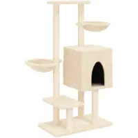 Syfax Kattenmeubel met sisal krabpalen 117 cm crèmekleurig