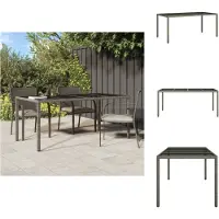 vidaXL Tuintafel Grijs 190x90x75 cm - Tafelblad van gehard glas en frame van polyrotan - Tuintafels