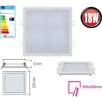Braytron 18W LED inbouwspot, 225x225mm, spotinbouwlamp, koelwit, 1360 lumen, vierkante plafondlamp