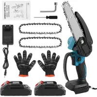 OEM Mini-kettingzaag, 21V accu, zuiver koperen motor, met 2 accu's, EU-model