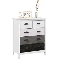 HOMCOM -Kommode-MDF, Kiefernholz-70L x 38B x 85H cm-Weiß
