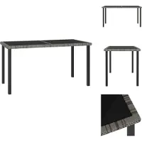 vidaXL Tuin-eettafel, grijs, 140x70x73 cm, polyrotan - Tuintafels