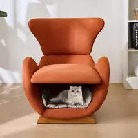 Kein Hersteller Loungestoel in de vorm van een walvis, geschikt voor katten, bestand tegen krassen, losse fauteuil, tv-stoel (baksteenrood)
