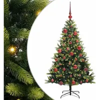 Syfax Kunstkerstboom met scharnier 150 LEDs Groen 150 cm PVC en PE
