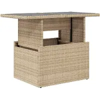 Syfax Tuintafel met glazen blad 100x55x73 cm poly rattan beige
