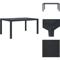 vidaXL Tuintafel, antraciet, 150 x 90 x 72 cm, kunststof, rotanlook - Tuintafels