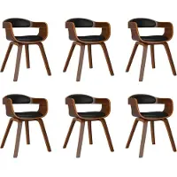 Syfax Eetkamerstoelen 6 st gebogen hout en kunstleer zwart