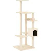 Syfax Kattenmeubel met sisal krabpalen 142 cm crèmekleurig