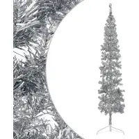 Prolenta Maison Exclusive - Kunststof halve kerstboomstandaard, slank, zilverkleurig, 240 cm