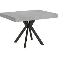Ityhome - Uittrektafel 120/204x80 cm, model Dolcezza, betonlook blad, poten in antracietgrijs