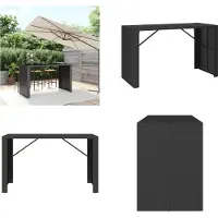 vidaXL Bar met glazen blad, zwart, 185x80x110 cm, polyrotan - Bar met glazen blad - Barkrukken met glazen blad - Feesttafel - Bistrotafel