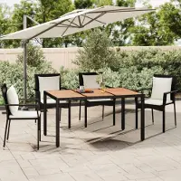 Prolenta Maison Exclusive - Tuintafel met houten blad, zwart polyrotan en acaciahout