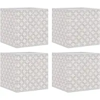 vidaXL Opbergboxen 4 st inklapbaar 32x32x32 cm ongeweven stof crème